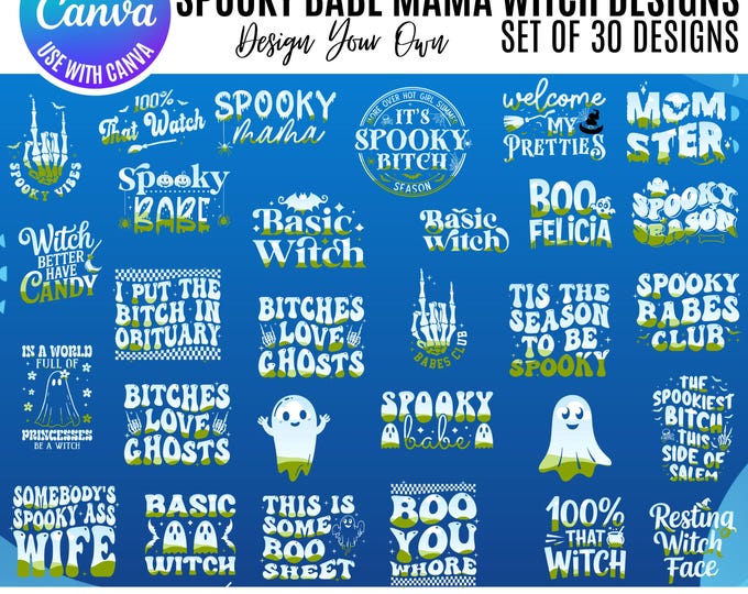 Canva Halloween bundle, Halloween Mama, Babe & Witch Canva Bundle, Editable Spooky Templates, Halloween Spooky Mom, Canva Witch Babe Bundle