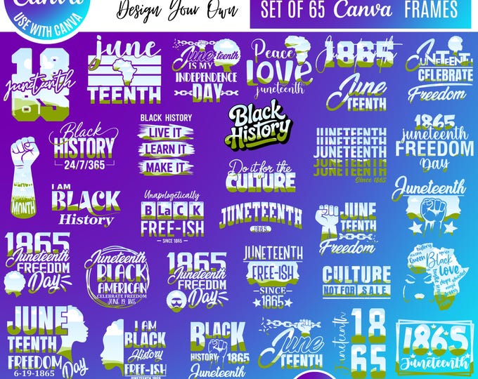 Juneteenth & Black History Canva Bundle, Editable Afrocentric Designs, Black Excellence Sublimation Templates, African American Heritage