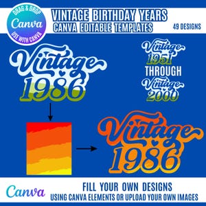 Birthday Canva Frame Template, Canva Birthday sets, Canva Templates, Vintage Birthday sets, Drag and Drop Canva Frames, Fill your own Canva