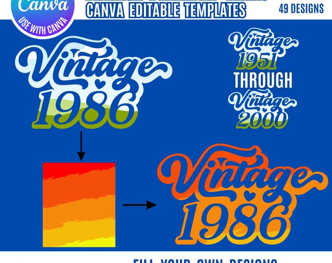 Birthday Canva Frame Template, Canva Birthday sets, Canva Templates, Vintage Birthday sets, Drag and Drop Canva Frames, Fill your own Canva