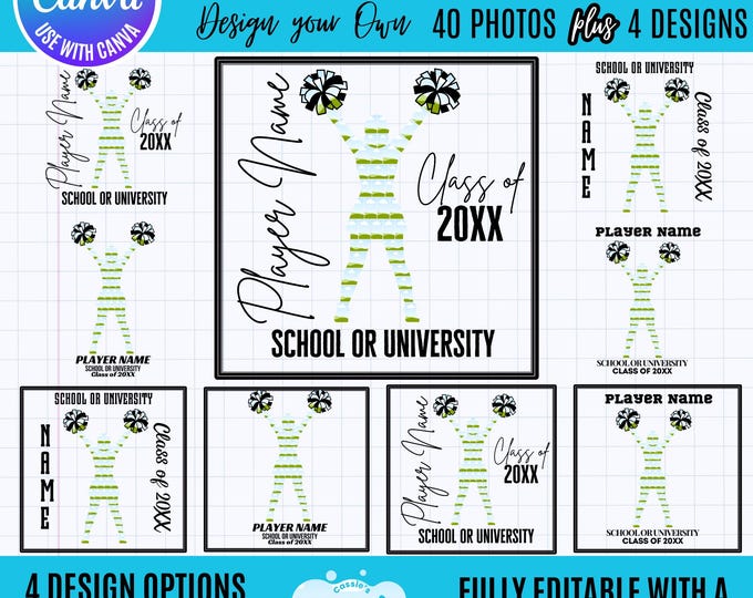 Cheerleading Photo Collage Template: Editable Canva Frame (Digital Download)