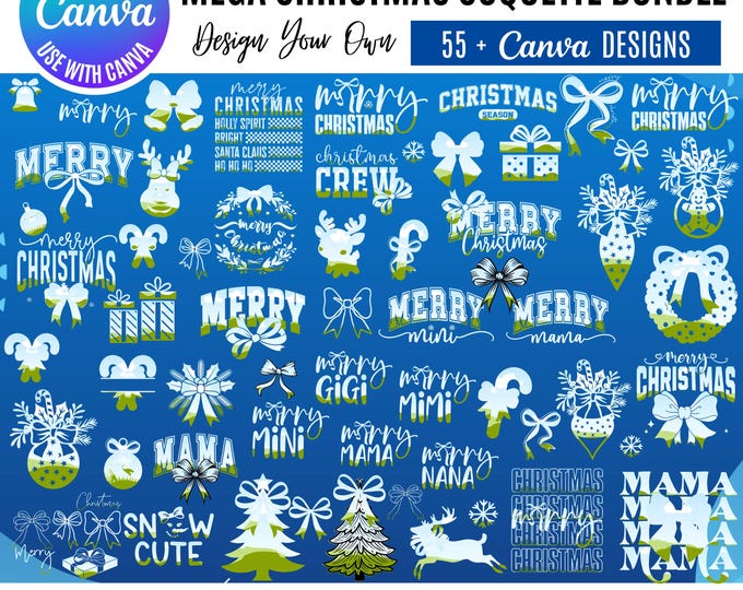 Coquette Christmas Canva Templates: Girly Pink Bow Designs (Digital Download)