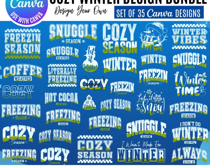 Cozy Winter Canva Design Bundle, 35 Warm Templates (Digital Download)