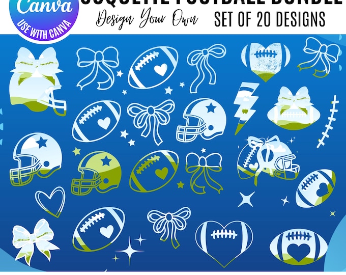 Canva Football Coquette Bundle, Football Canva Bow Frames, Senior Football Coquette Canva, Coquette football canva, Canva coquette football