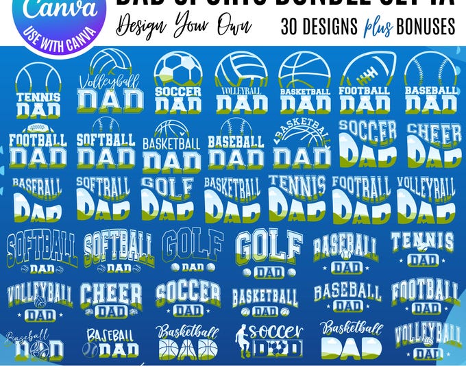 Dad Sports Canva Frame Bundle, Canva Dad Templates, Sports Dad Canva Frames, Fathers Day Canva Designs, Drag & Drop, Baseball Templates