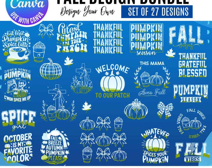 Pumpkin Spice Fall Canva Bundle,  Fall Canva Templates, Coquette Fall bundle, Cozy Fall Aesthetic, Canva Fall Pumpkin  frames, Canva pumpkin