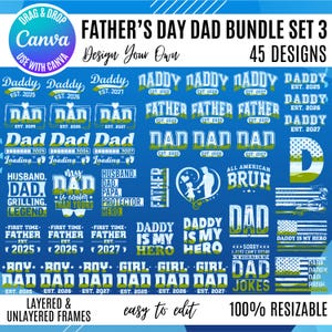 Fathers Day Canva Frame Bundle, Canva Dad Templates, Dad Canva Frames, Grandpa Canva Frames, Drag & Drop Dad designs, Layered Daddy Template
