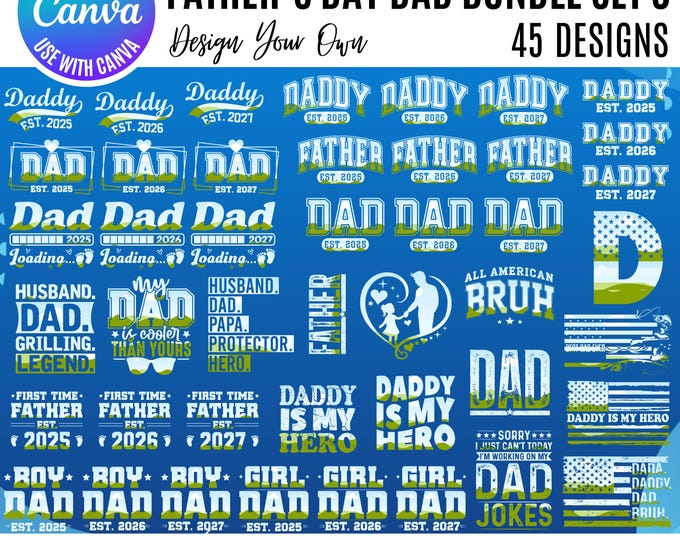 Fathers Day Canva Frame Bundle, Canva Dad Templates, Dad Canva Frames, Grandpa Canva Frames, Drag & Drop Dad designs, Layered Daddy Template