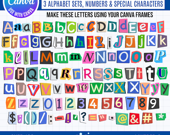 Ransom Letter Canva Clipart: Cutout Magazine Alphabet (Digital Download)