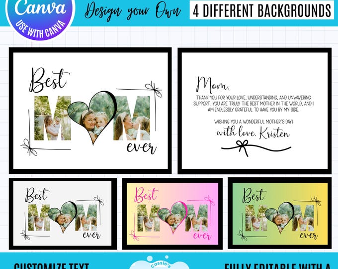Mother’s Day Photo Collage Canva Card, Best Mom photo template, Editable Mother’s Day Gift, Canva Mothers Day card, Gift for Mothers Day