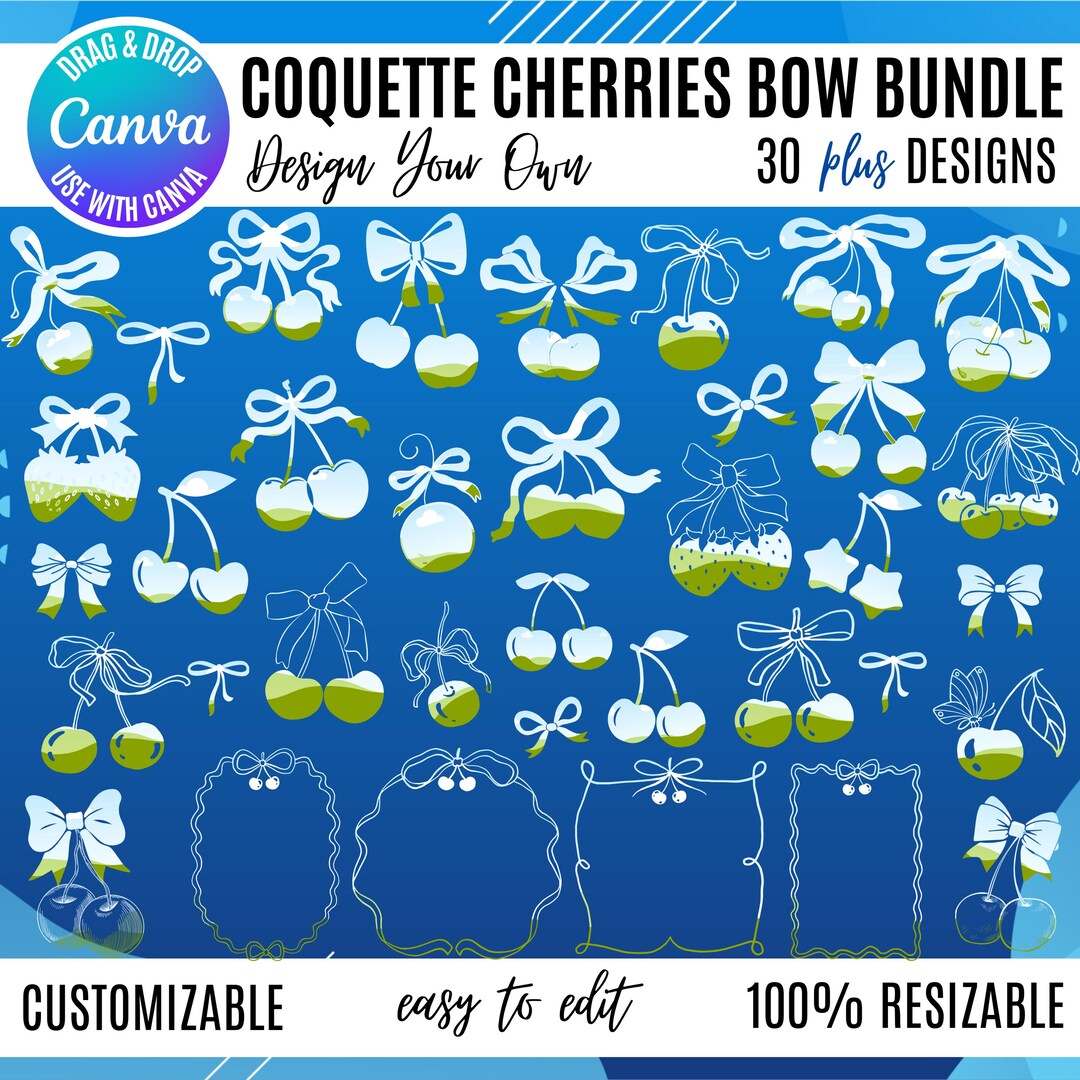 Coquette Cherry Bow Canva Frame Templates (digital Download) - Etsy