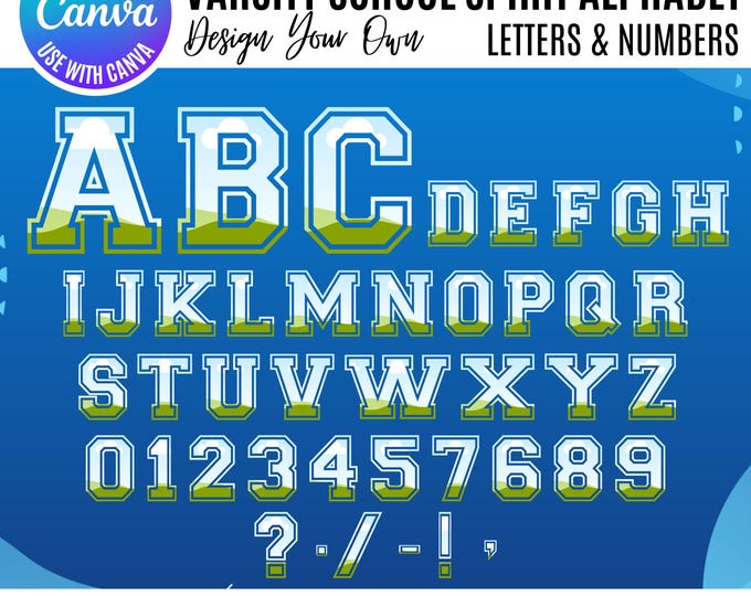 Varsity Sports Canva Frame Template, Fill your own letters, Sport Canva Alphabet, Canva Varsity Sports Letters Canva Sports Varsity Alphabet
