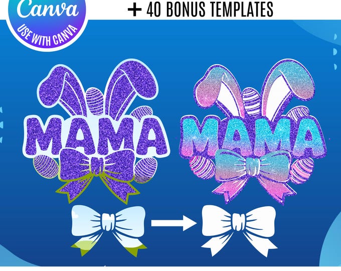 Canva Easter Mama Template, Coquette Easter Mom Frame, Drag & Drop Templates, Easter Mom Canva Templates,  editable Easter Mama Canva Frame