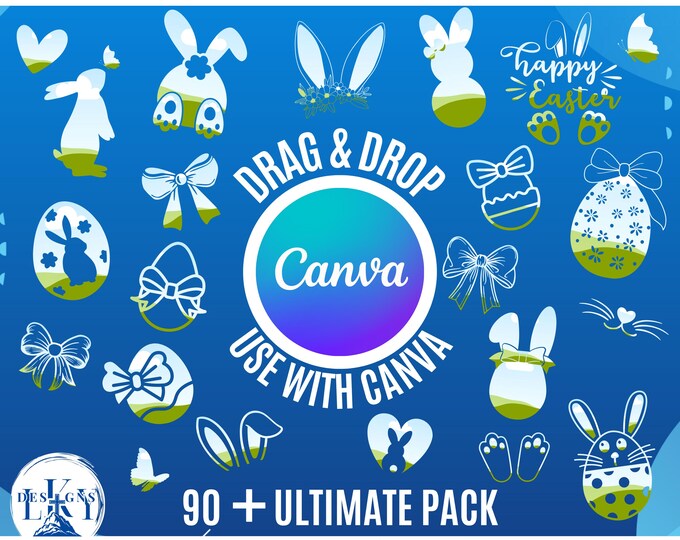Canva Easter Templates, Coquette Easter Frames, Drag & Drop Templates, Easter Canva Templates, Ultimate Editable Easter Bunny Canva Frame