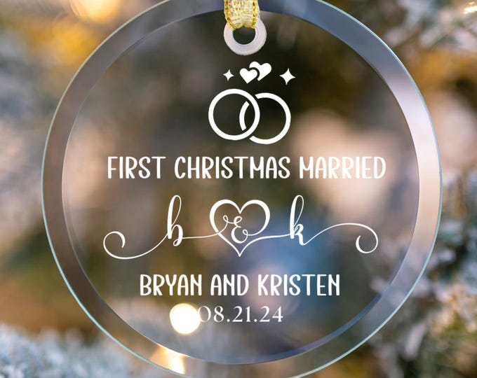 First Christmas Married Ornament Mr and Mrs Ornament 2024 Newlywed Gift Married Christmas Ornament Personalized Wedding Ornament Custom Wedd