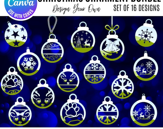 Christmas Round Ornament Bundle, editable Canva Designs for the holidays, Christmas Canva bundle, Canva Christmas designs, Christmas clipart