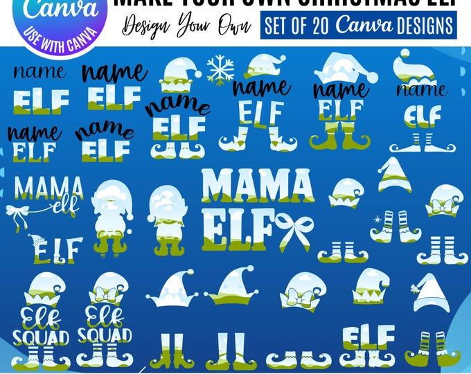 Customizable Christmas Elf Designs: Family Canva Templates (Digital Download)