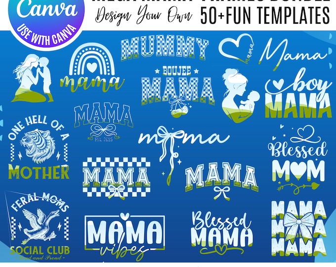 Mother's Day Canva Frame Bundle, Canva Coquette Templates, Mom Frames, Mama Coquette Frames, Drag & Drop Mom Template, Layered Mama Template
