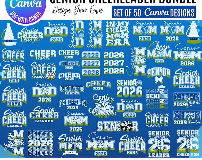 Senior Cheerleader Canva Templates: Customizable Cheer Designs (Digital Download)