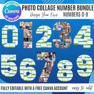 Canva photo Frames, photo collage numbers, Canva collage frames, Canva numbers, Canva collage numbers, number photo collage 0-9,