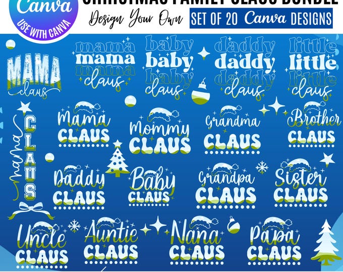 Christmas Family Claus: Matching Canva Design Bundle (Editable)