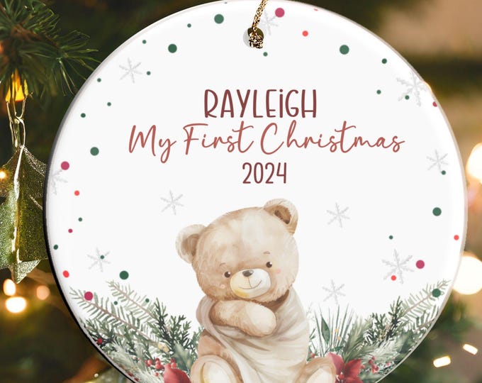 Personalized Baby's First Christmas Ornament 2024 New Baby Gift Baby Shower 1st Christmas Gift Baby Keepsake Ornament Custom Name Ornament