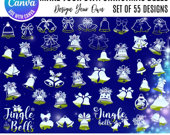 Canva Christmas Bell Bundle, Jingle Bell Designs, Jingle Bell Templates, Holiday bells, Christmas Jingle Bell Canva Designs, Christmas desig
