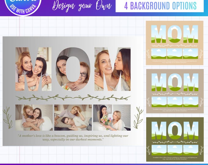 Mother’s Day Photo Collage Canva Bundle, Canva Mom Photo frame, Canva Mom Photo Frames, Editable Mother’s Day Gift, Gift for Mother's Day