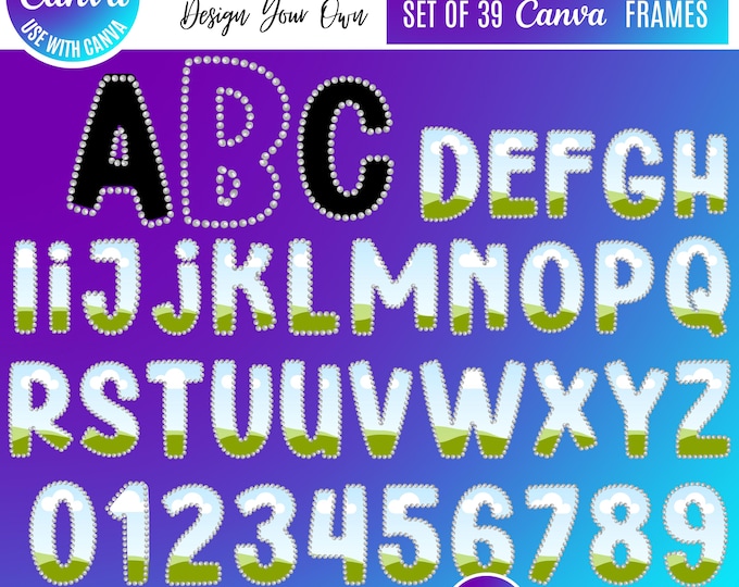 Coquette Pearl Alphabet Canva Bundle, Canva Coquette, Fancy Pearl Outline Letters & Numbers, Preppy Girly Bow Font, Editable Canva Alphabet