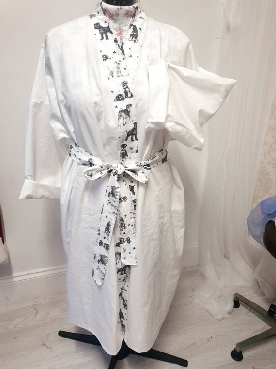 SCHNAUZER Print 100% Cotton Kimono Dressing Gown. Unisex - Etsy