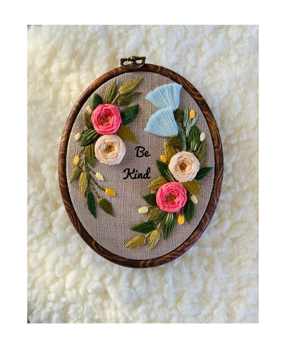 Personalized word embroidered hoopflower embroidered hoopart Etsy