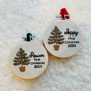 Baby’s first Christmas hand embroidered ornament,Christmas tree hanging,