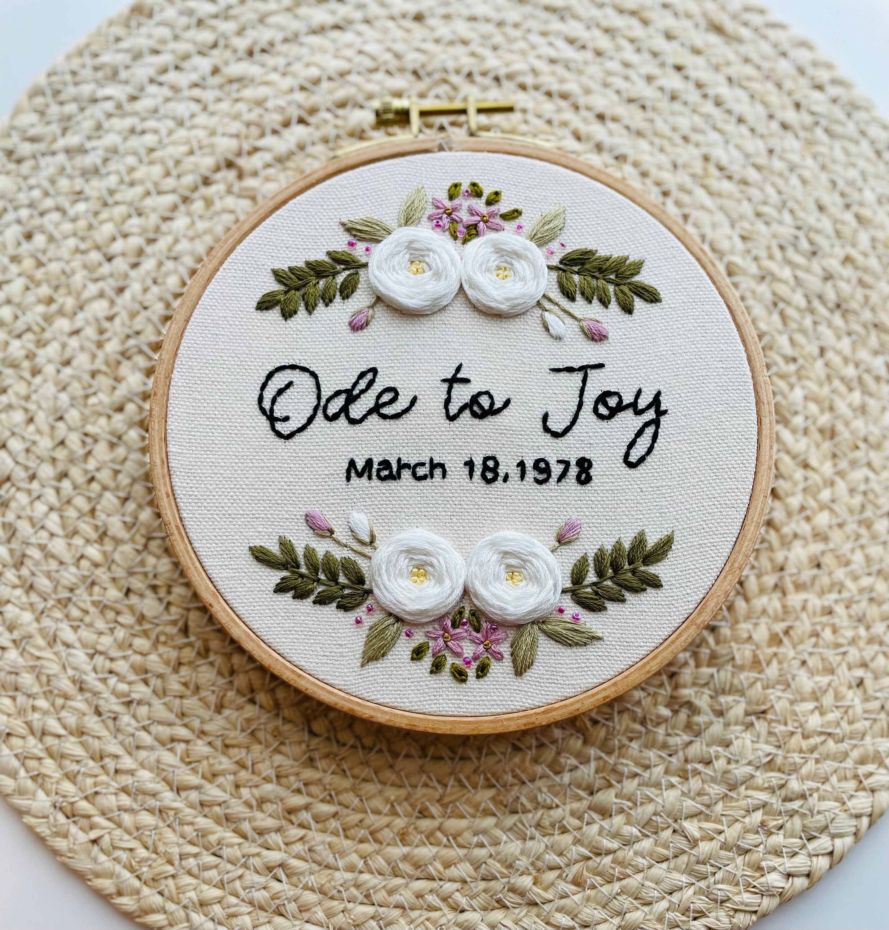 Custom Wedding Embroidery Hoop, Anniversary Gift, Oval Embroidery Hoop,  Stitched Art, Family Name Sign, Housewarming Gift, Mustard Wall Art 