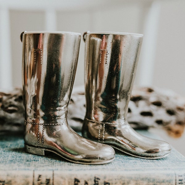 Vintage Silver Plated Riding Boots Drink Measures From Grenadier | Vintage Bar Ware