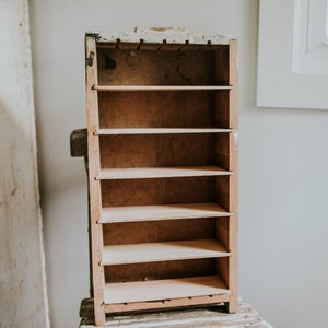 Antique Divided Wood Drawer | Wood Cubbies | Chippy Paint Old Wood Drawer with Shelves | Repurposed Organizer