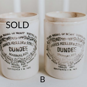 Antique English Ironstone James Keiller & Sons 1 lb Marmalade Food Pot | English Advertising Jar | Antique Marmalade Jar