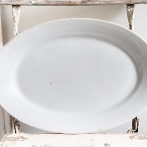 HEAVY Antique CJ Ironstone Large White Oval Platter | Heavy White Ironstone Platter | Crazed Ironstone