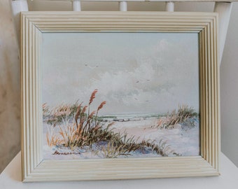 Original Benson Oil Painting | Small Seascape Oil Painting | Framed Artist Signed Oil Painting | Coastal Art | Sand Dune Art