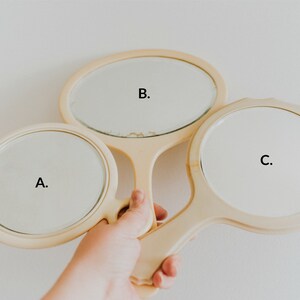 YOUR CHOICE Vintage Celluloid French Ivory Pyralin Hand Held Vanity Mirror image 2