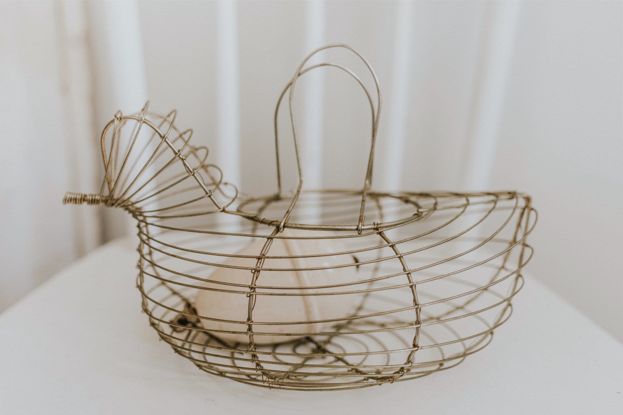 TAIANLE Farmhouse Metal Wire Egg Basket for Collecting Fresh Eggs,Round  Handle Egg Basket Vintage Style,Durable Collect & Gathering Basket for  Fresh