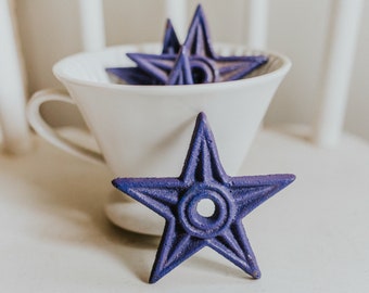 Cast Iron Star | Purple Cast Iron Hanging Star | Purple Metal Earthquake Star