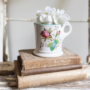 Antique Ironstone Moss Rose Shave Mug | Antique Transferware Shave Cup | Moss Rose Transfer Ware | Ironstone Shave Cup