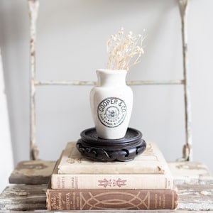 RARE Antique Cooper & Co White Ironstone Pot | Victorian English Advertising Pot | Antique Advertising Cream Jar