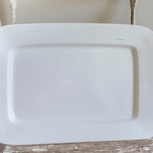 Antique OP Co Large White Rectangular Platter | Heavy White Ironstone Platter