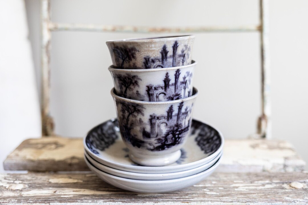 Antique Charles Meigh Flow Black Transfer Ware Set | Athens Set of 3 ...