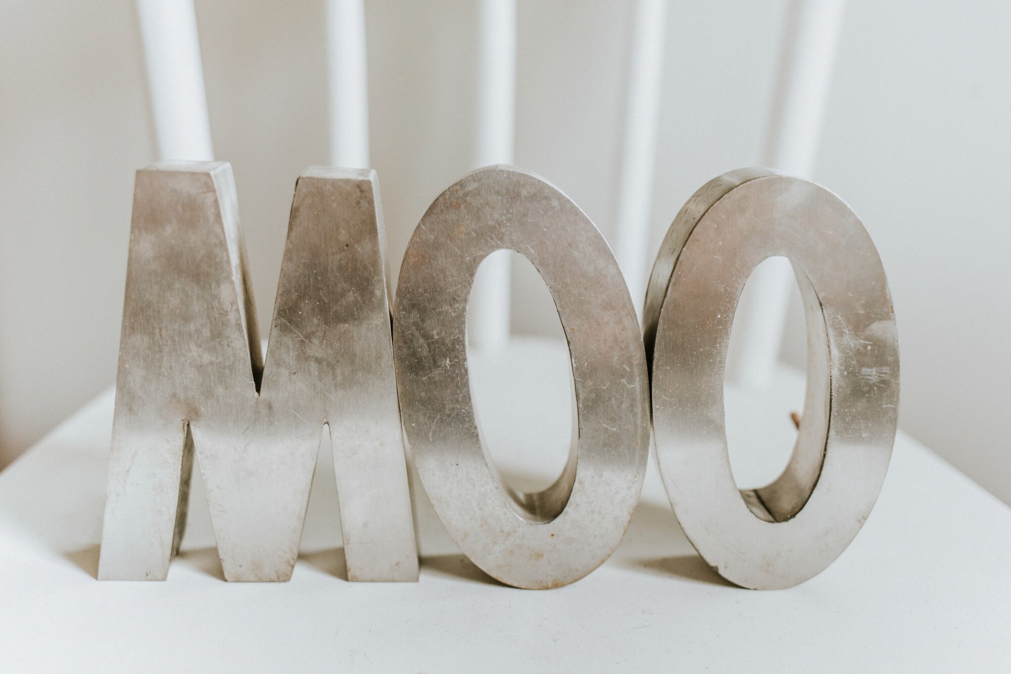 Vintage Industrial Stainless Steel Letters | Salvaged Building Sign ...