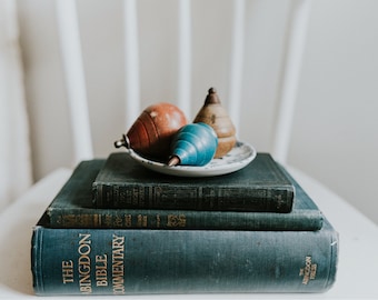 Collection of Antique and Vintage Navy Books | Set of Three Blue Books with Gold Font | Unique Riser | Stack of Old Books