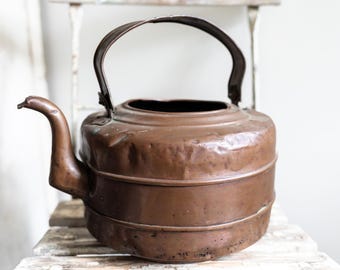 HUGE Antique Copper Kettle With Gooseneck Spout | C. G. Hussey and