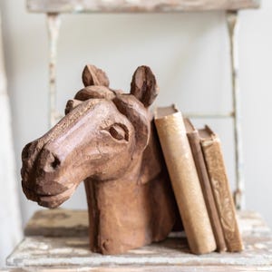 UNIQUE Vintage Hand Carved Wood Horse Bust | Solid Wood Handmade Wooden Horse Head Sculpture | Horse Head Statue