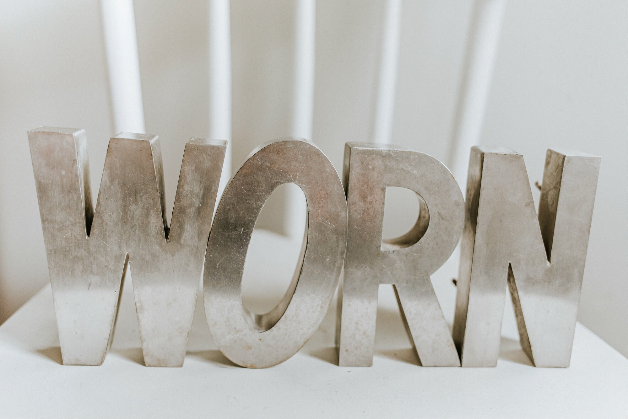 Vintage Industrial Stainless Steel Letters | Salvaged Building Sign ...